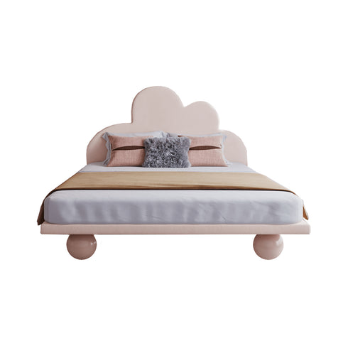 Malia Pink Fabric Shaped Headboard Bed Frame Queen Size